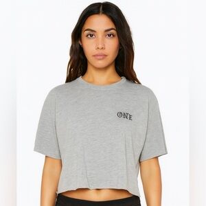 NWOT One Teaspoon Cropped T-Shirt Oversized Gray Short‎ Sleeve Casual Top